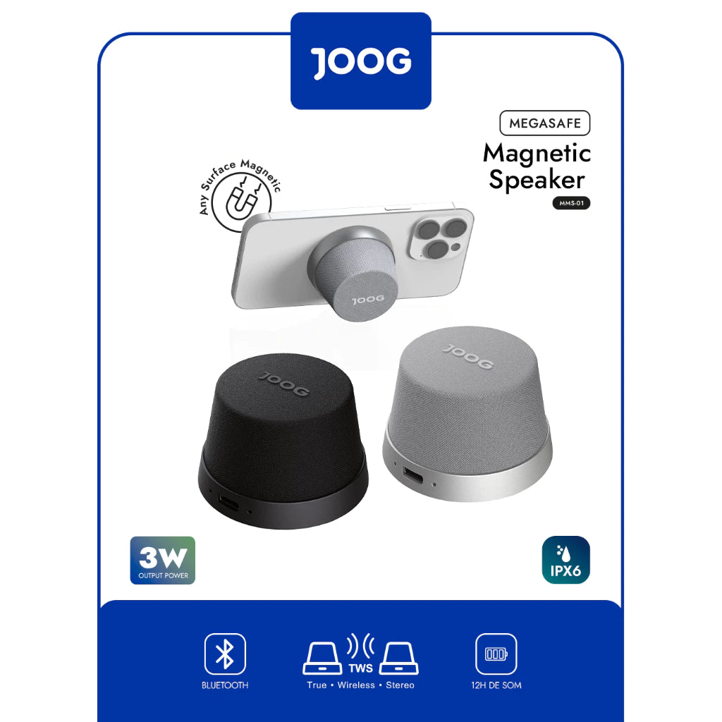Caixa de som Magnética Joog Megasafe MMS-01 3W IPX6 TWA Bluetooth